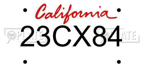 23CX84 California License Plate
