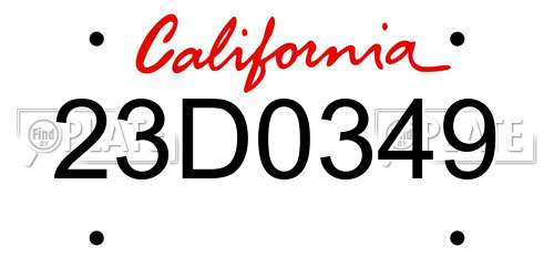 23D0349 California License Plate