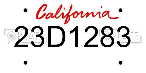 23D1283 California License Plate