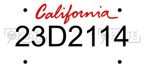 23D2114 California License Plate