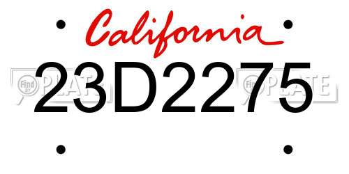 23D2275 California License Plate
