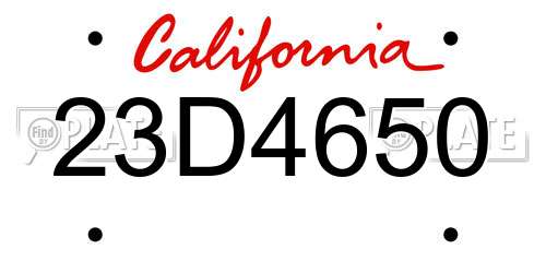 23D4650 California License Plate
