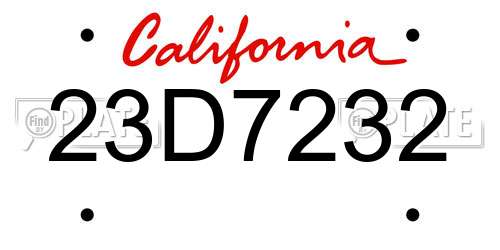 23D7232 California License Plate
