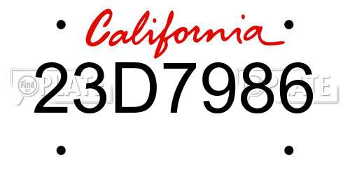 23D7986 California License Plate