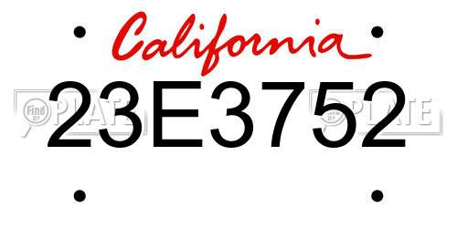 23E3752 California License Plate