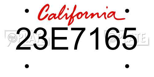 23E7165 California License Plate