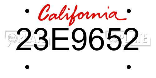 23E9652 California License Plate