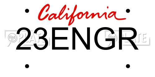 23ENGR California License Plate