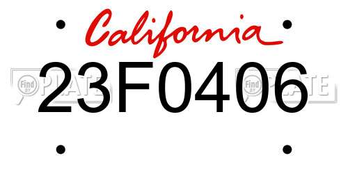 23F0406 California License Plate
