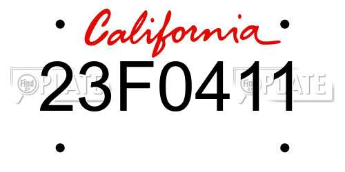 23F0411 California License Plate