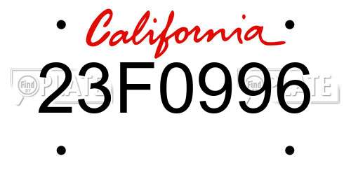 23F0996 California License Plate