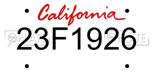 23F1926 California License Plate