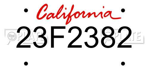 23F2382 California License Plate