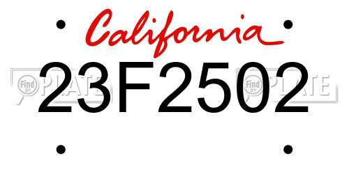 23F2502 California License Plate