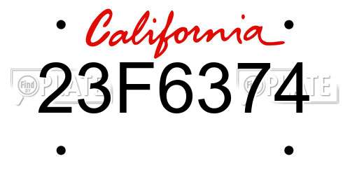 23F6374 California License Plate