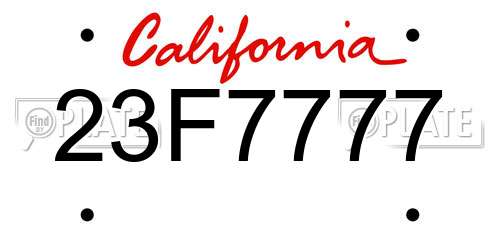 23F7777 California License Plate