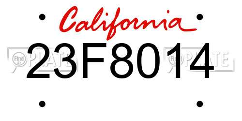23F8014 California License Plate