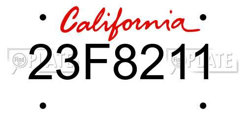 23F8211 California License Plate