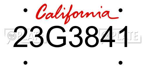 23G3841 California License Plate