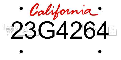 23G4264 California License Plate
