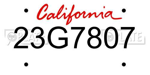 23G7807 California License Plate