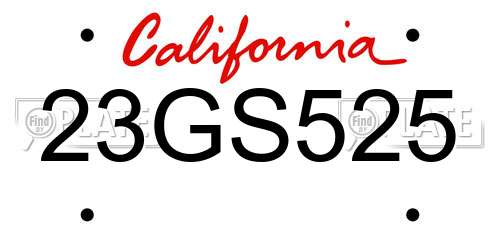 23GS525 California License Plate