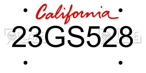 23GS528 California License Plate