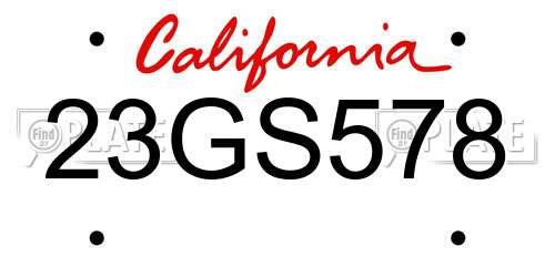 23GS578 California License Plate