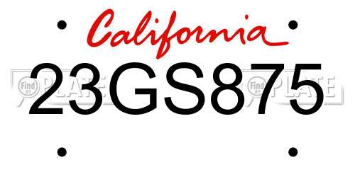 23GS875 California License Plate