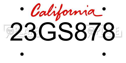23GS878 California License Plate