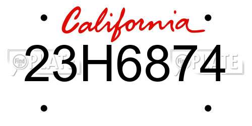 23H6874 California License Plate