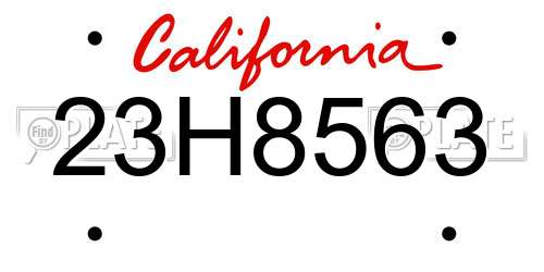 23H8563 California License Plate