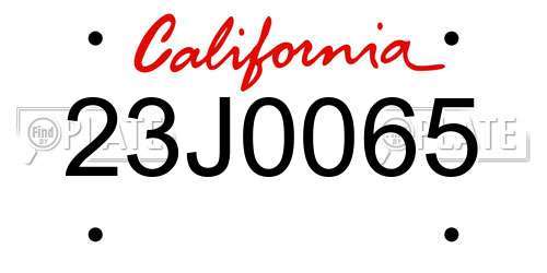 23J0065 California License Plate