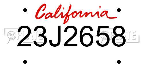 23J2658 California License Plate