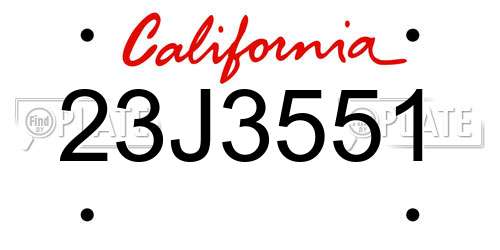 23J3551 California License Plate