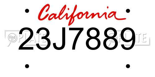 23J7889 California License Plate