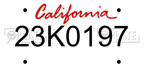 23K0197 California License Plate