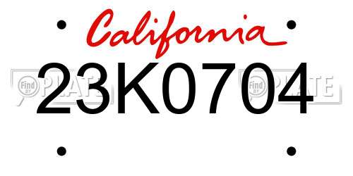 23K0704 California License Plate