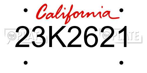23K2621 California License Plate