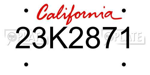 23K2871 California License Plate