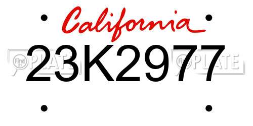 23K2977 California License Plate