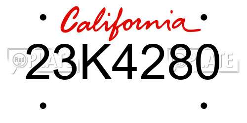 23K4280 California License Plate