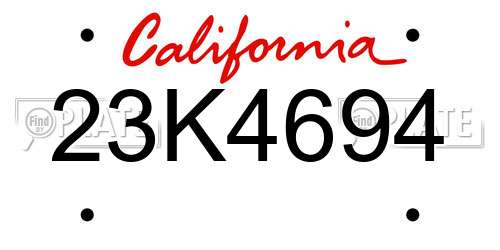23K4694 California License Plate
