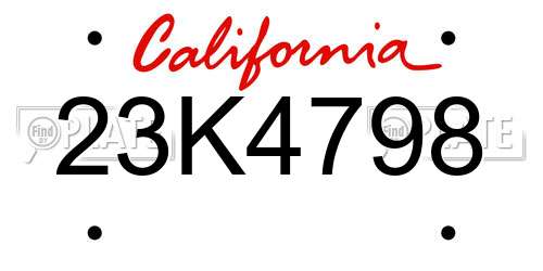 23K4798 California License Plate