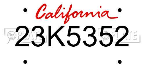 23K5352 California License Plate