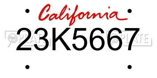 23K5667 California License Plate