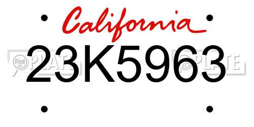 23K5963 California License Plate