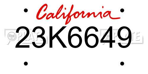 23K6649 California License Plate