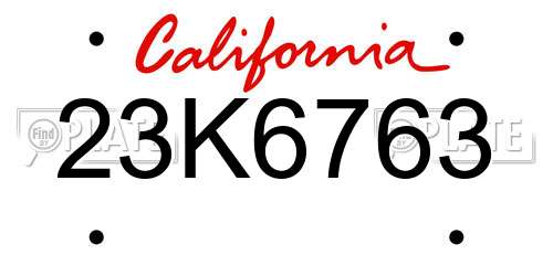 23K6763 California License Plate