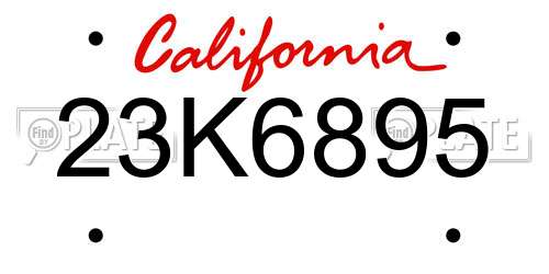 23K6895 California License Plate